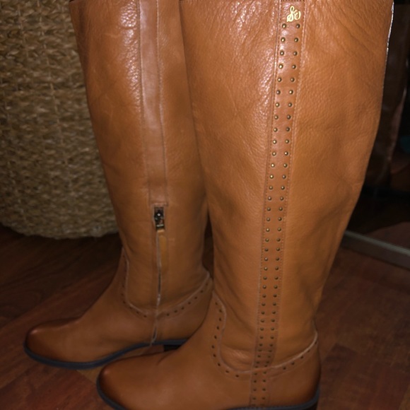 SAM EDELMAN PRINA STUDDED RIDING KNEE HIGH BOOTS - Picture 8 of 9